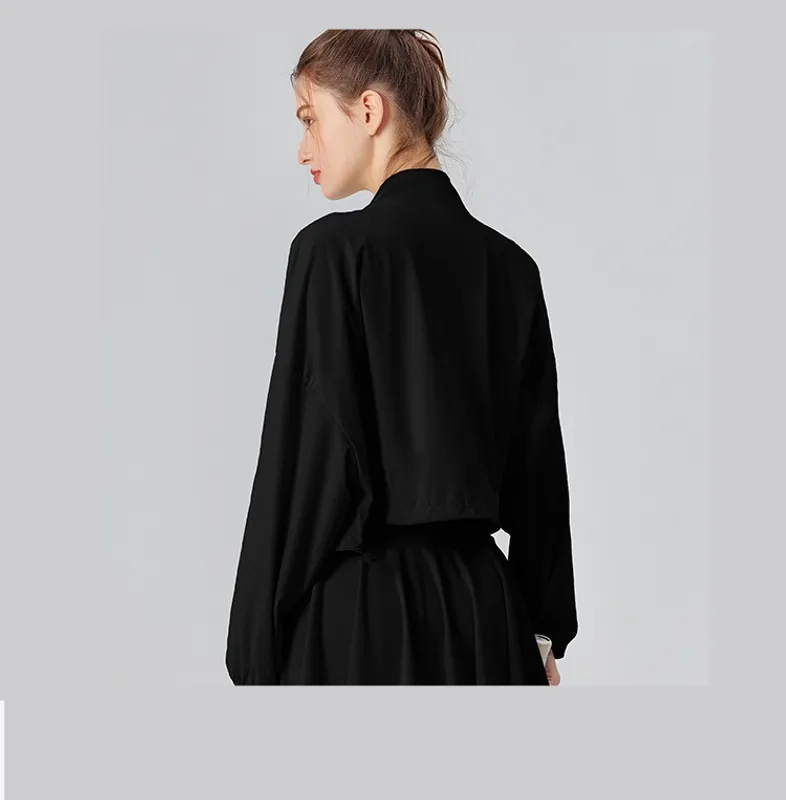 AYC221 MUJERES CHAQUETA DE YOGA ABRIGO DEPORTIVO ROPA DE YOGA APRETADA DE MANGA LARGA CON CREMALLERA DE CáRDIGAN