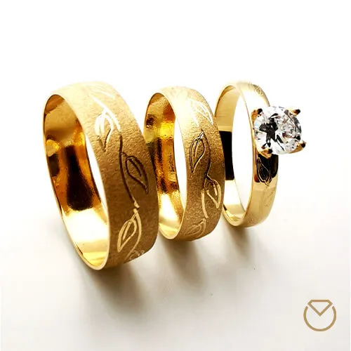 Argollas y anillo en oro 18k /REF. 061SO