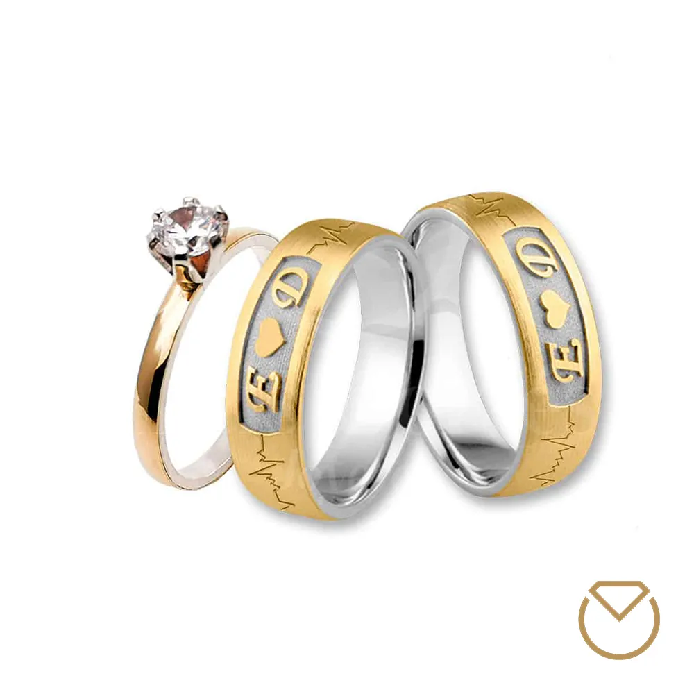 Argollas y Anillo en Oro 18K y Plata Ley 975 /REF. 040SOP