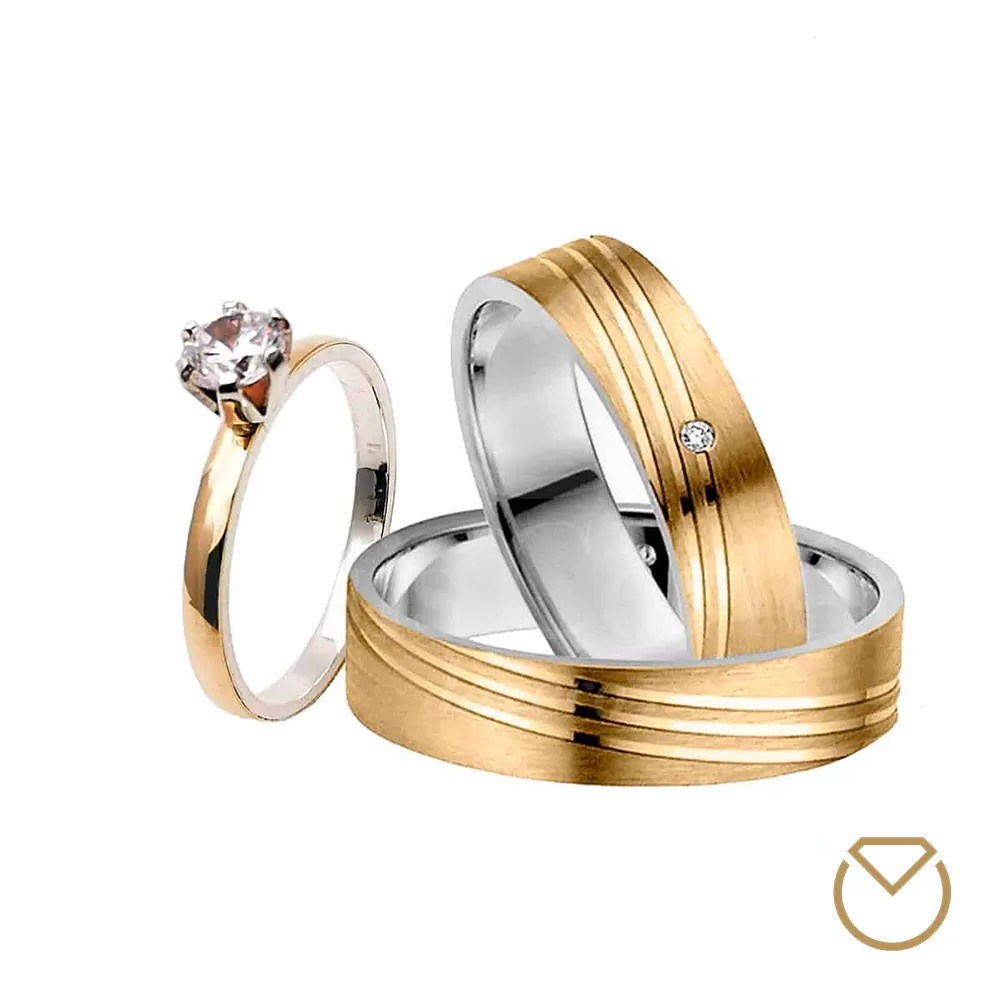 Argollas y Anillo en Oro 18K y Plata Ley 975 /REF. 044SOP
