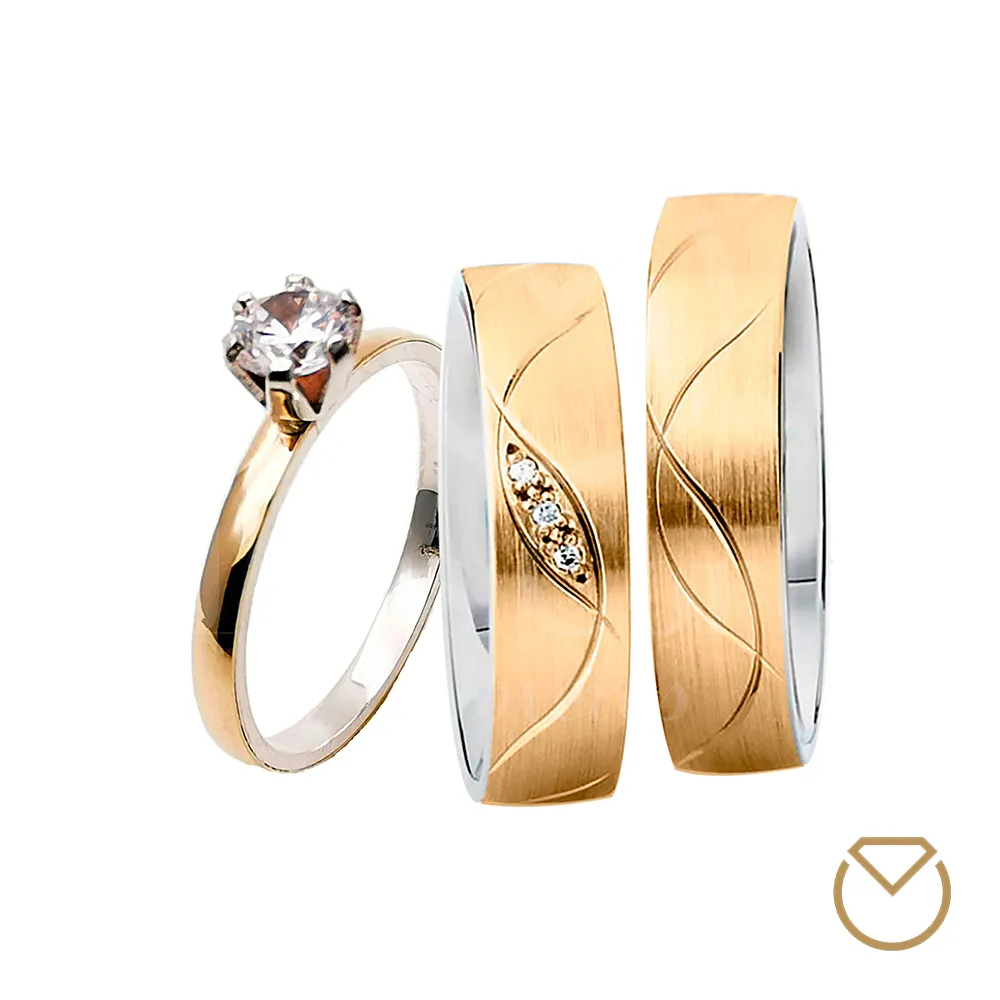 Argollas y Anillo en Oro 18K y Plata Ley 975 /REF. 047SOP