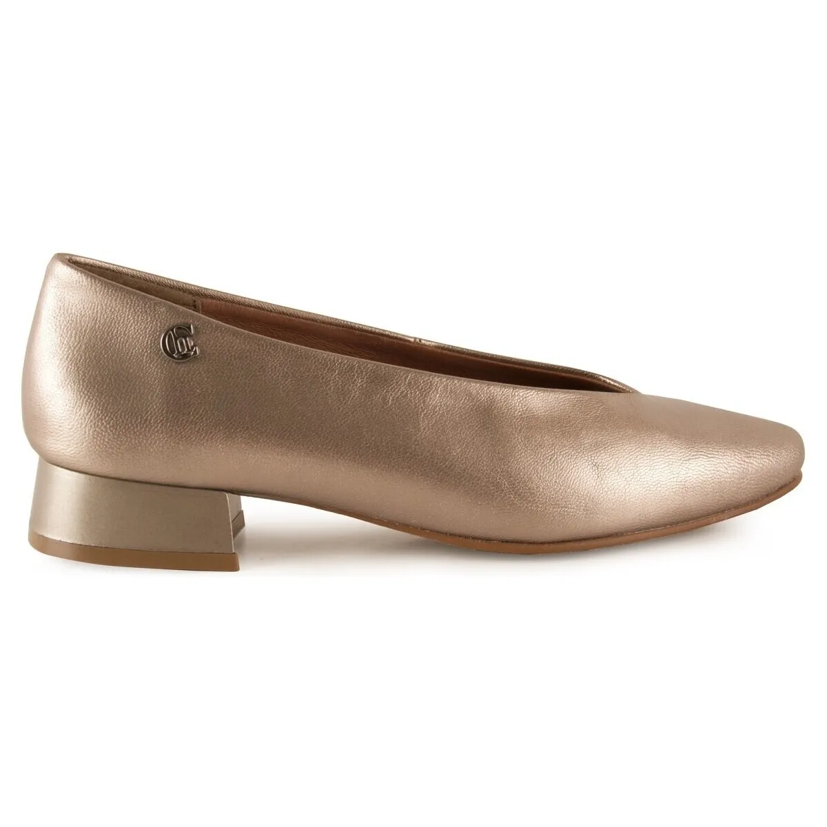 Bailarinas de piel metalizada con tacón by