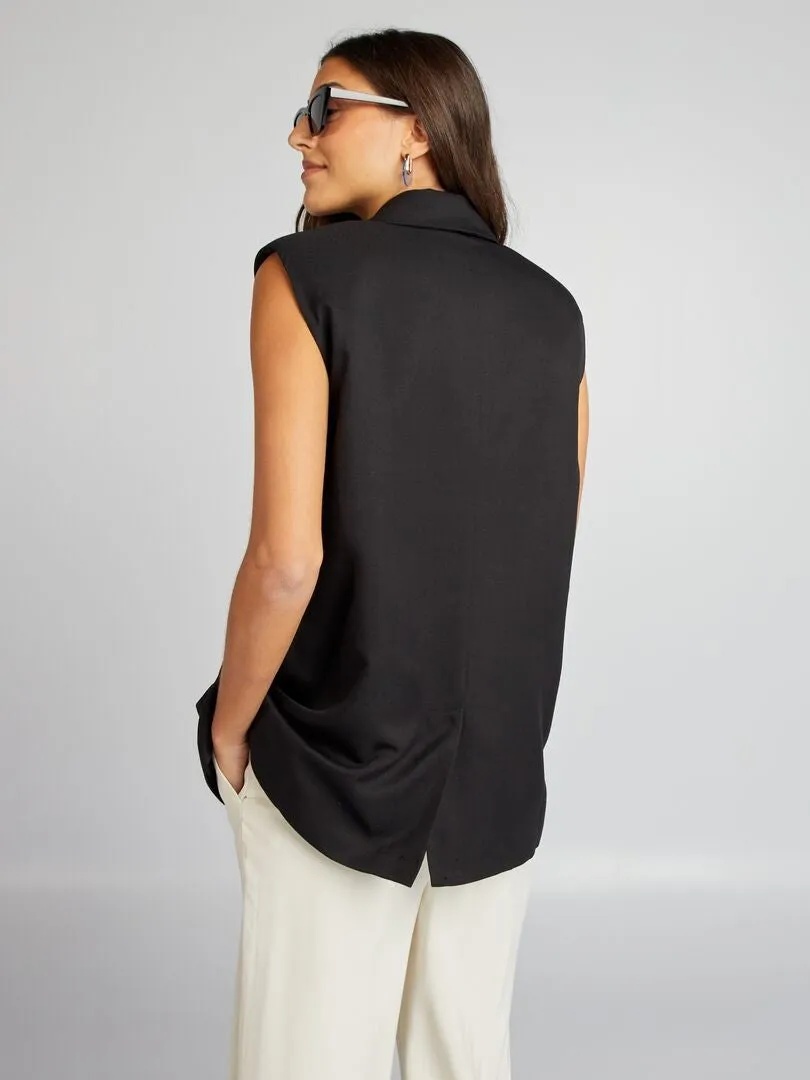 BLAZER SIN MANGAS LARGO MEDIO  NEGRO