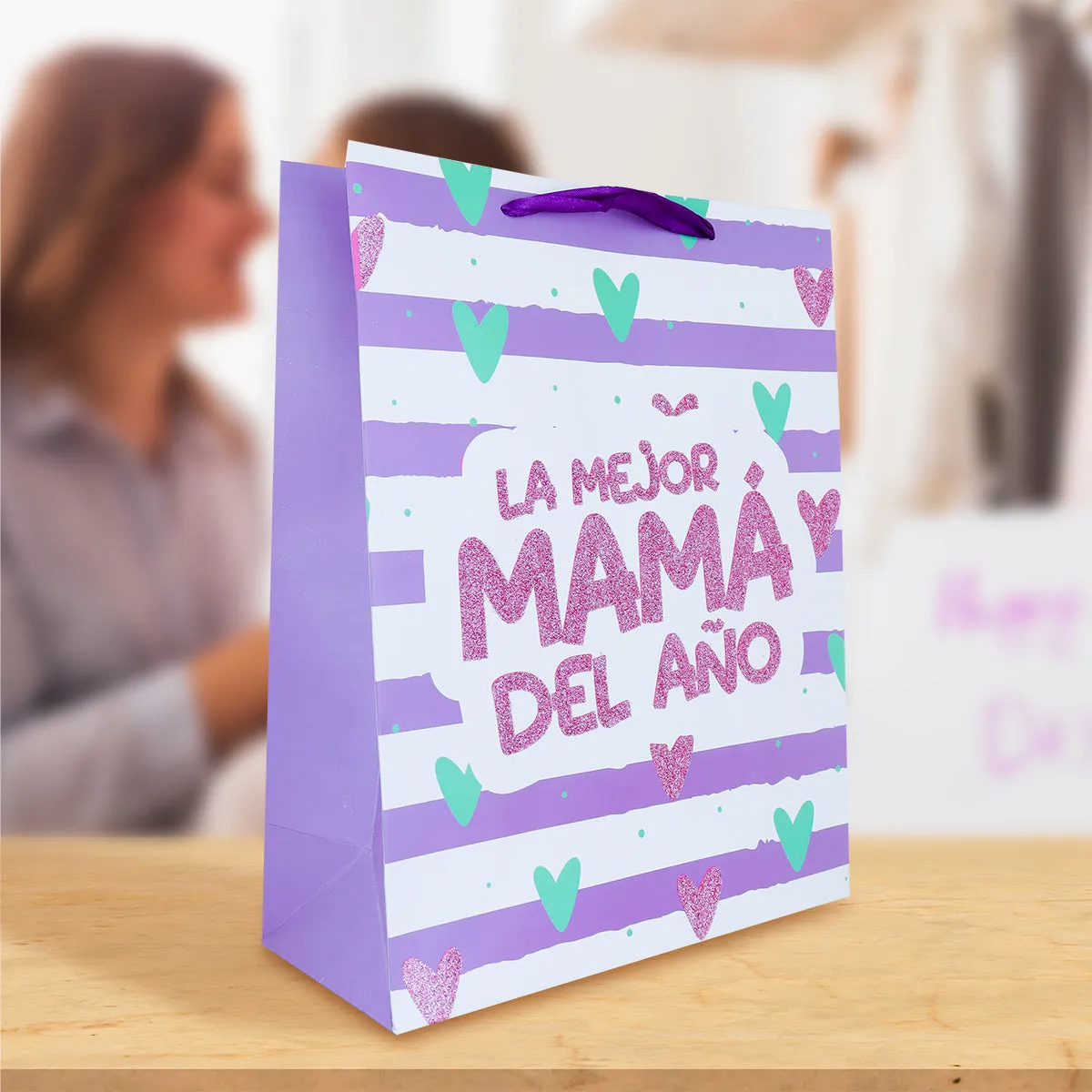 Bolsa de Regalo La Mejor Mamá del Ao, color Morado