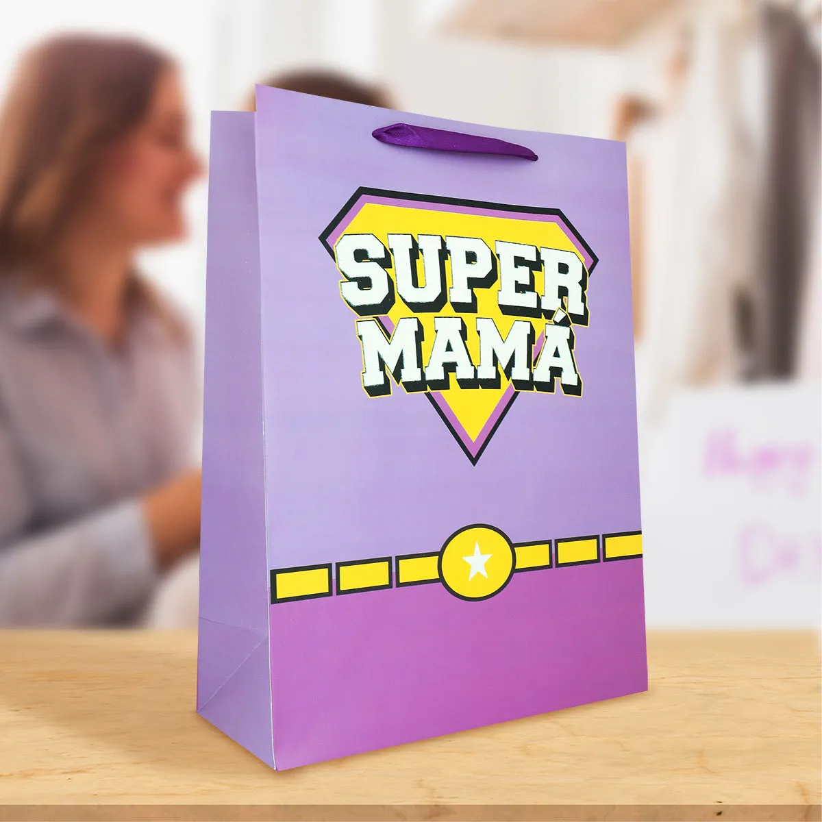 Bolsa de Regalo Súper Mamá, color Morado
