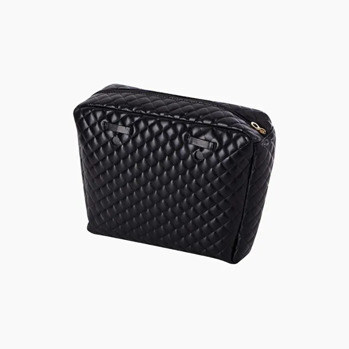 Bolsa interna y lazos negro y oro napa alcochada O bag mini