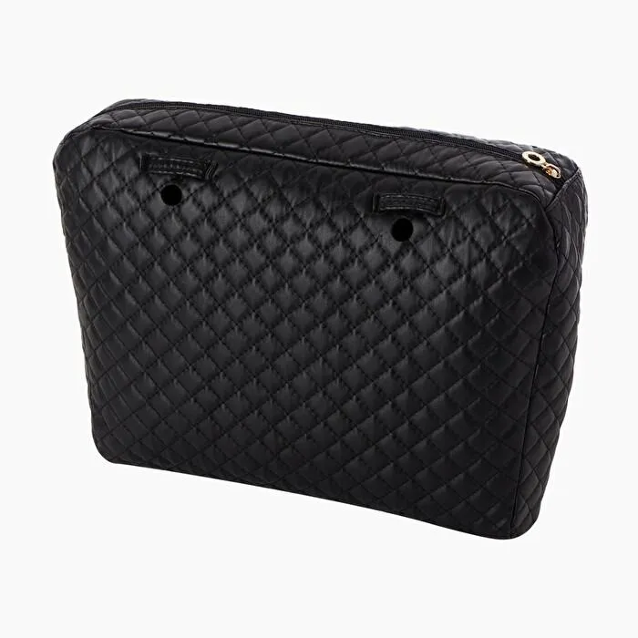 Bolsa interna y lazos negro y oro napa alcochada O bag urban
