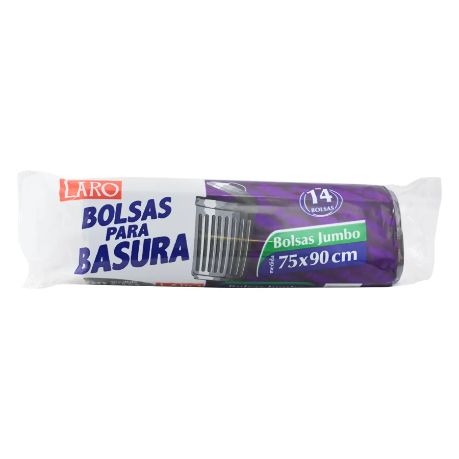 BOLSA PARA BASURA JUMBO 75 X 90 CM  PAQUETE CON 14 BOLSAS