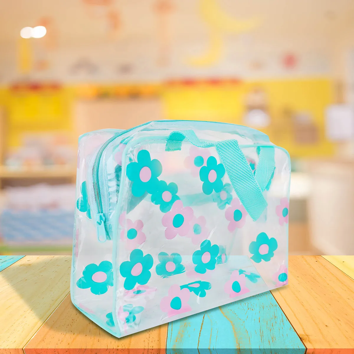 Bolsa Transparente con Diseo de Flores color Rosa, Día de las Madres