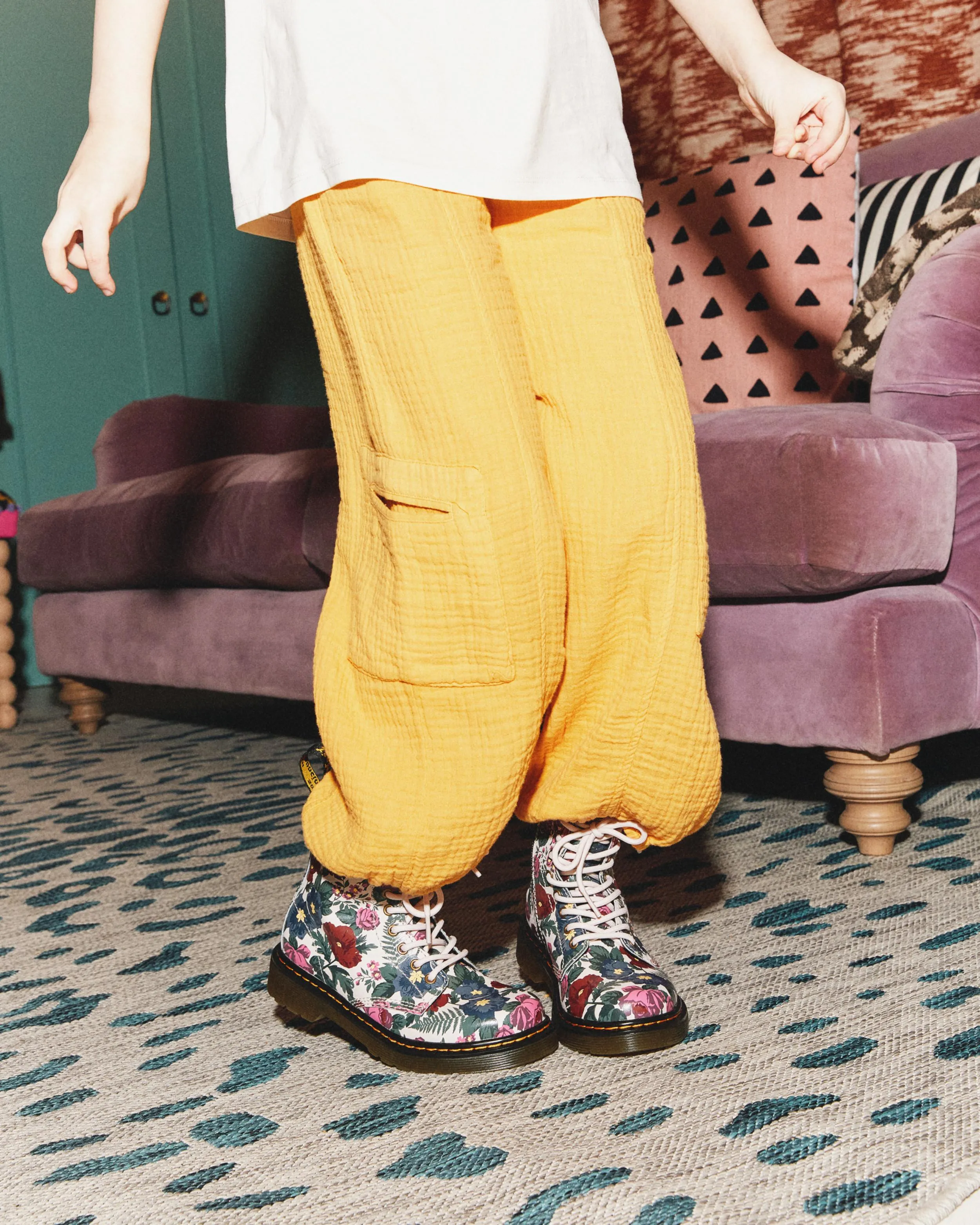 Botas 1460 English Garden de piel para junior