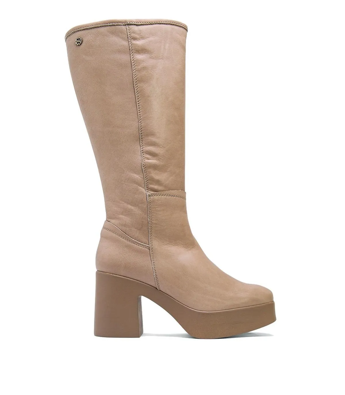 BOTAS ALTAS DE TACÓN EN PIEL PORRONET LEA 4562 TAUPE