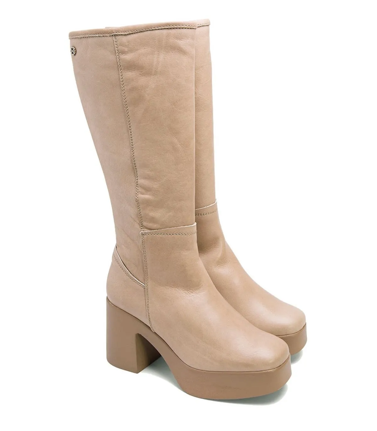 BOTAS ALTAS DE TACÓN EN PIEL PORRONET LEA 4562 TAUPE