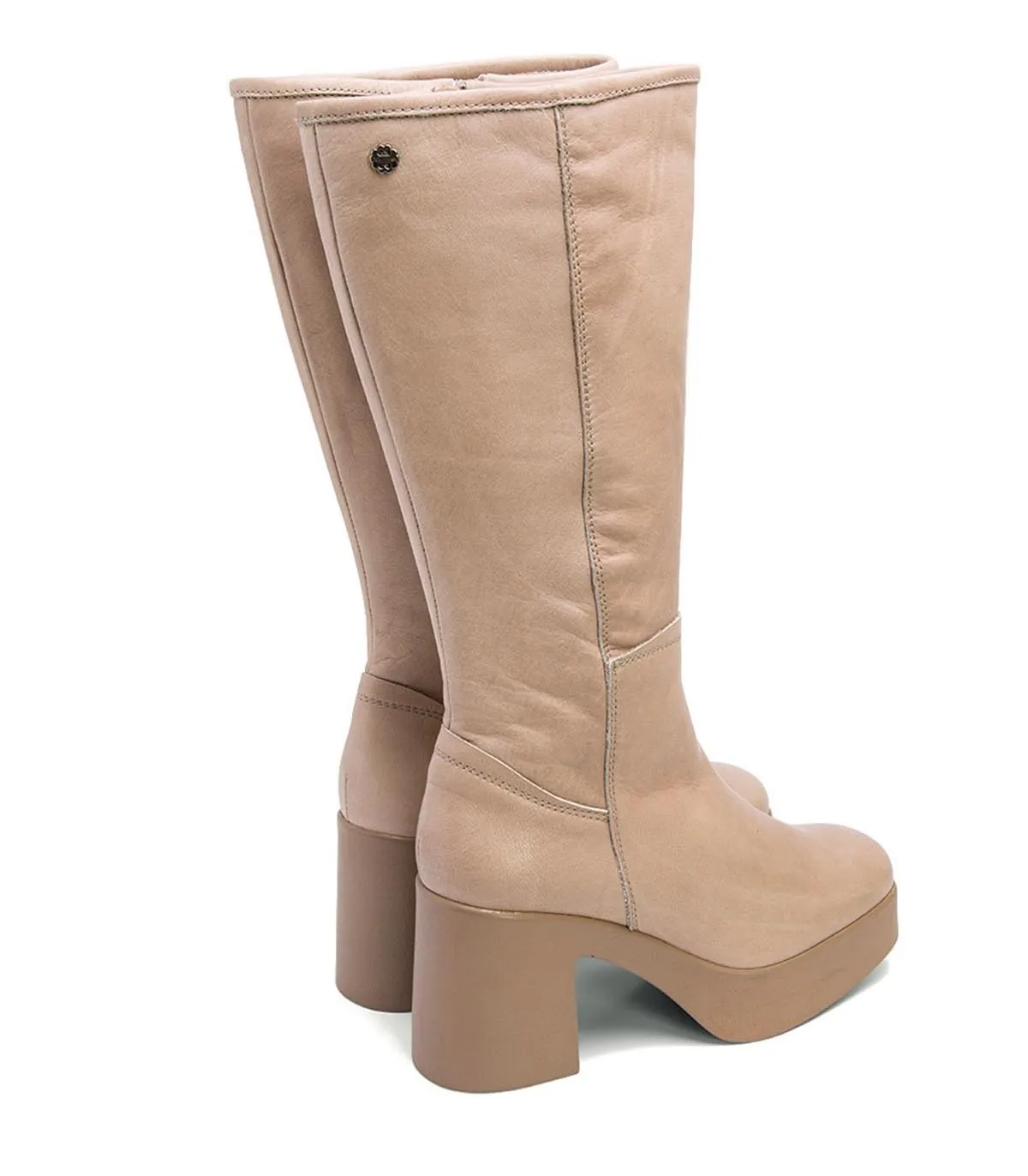 BOTAS ALTAS DE TACÓN EN PIEL PORRONET LEA 4562 TAUPE