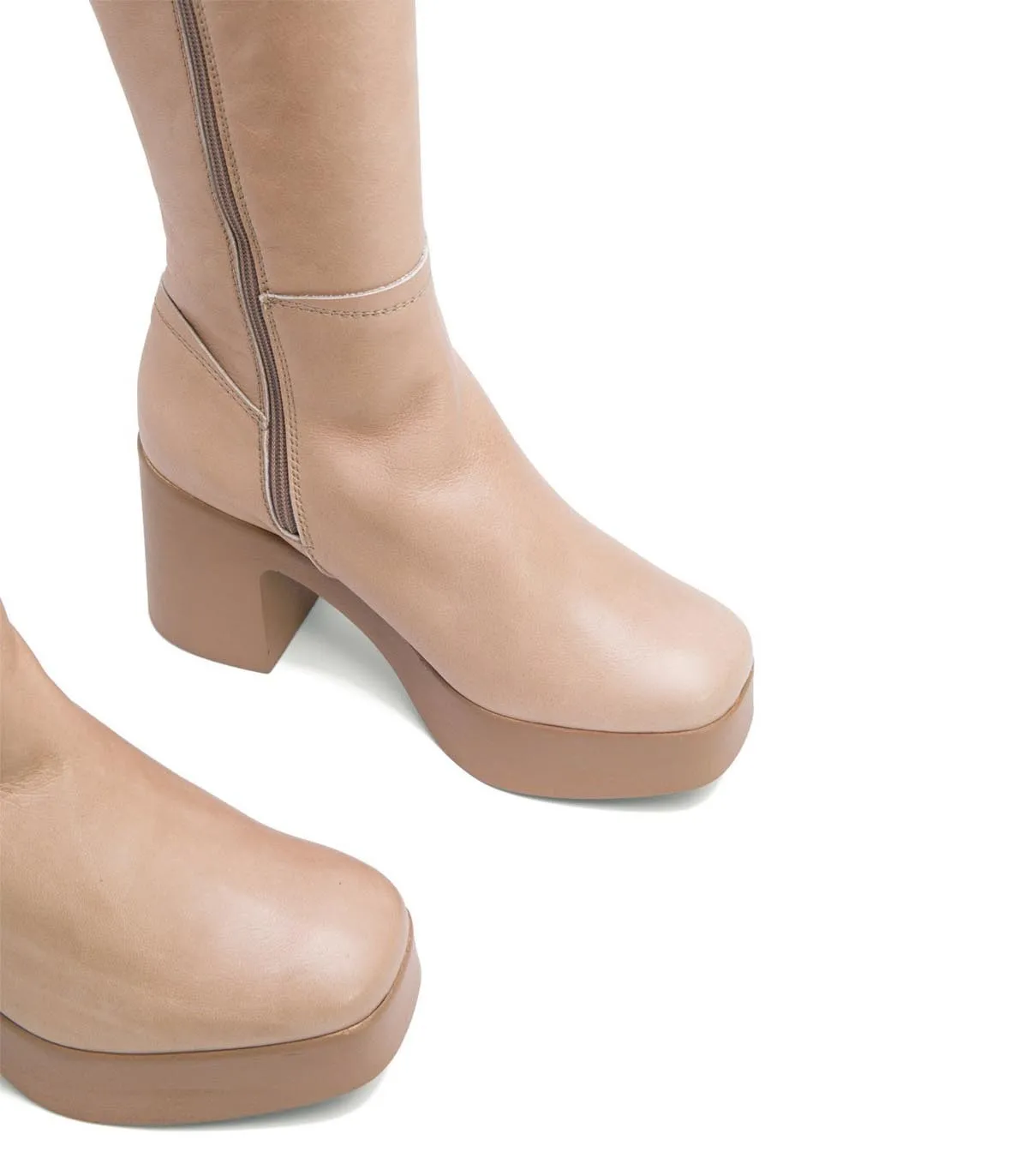 BOTAS ALTAS DE TACÓN EN PIEL PORRONET LEA 4562 TAUPE