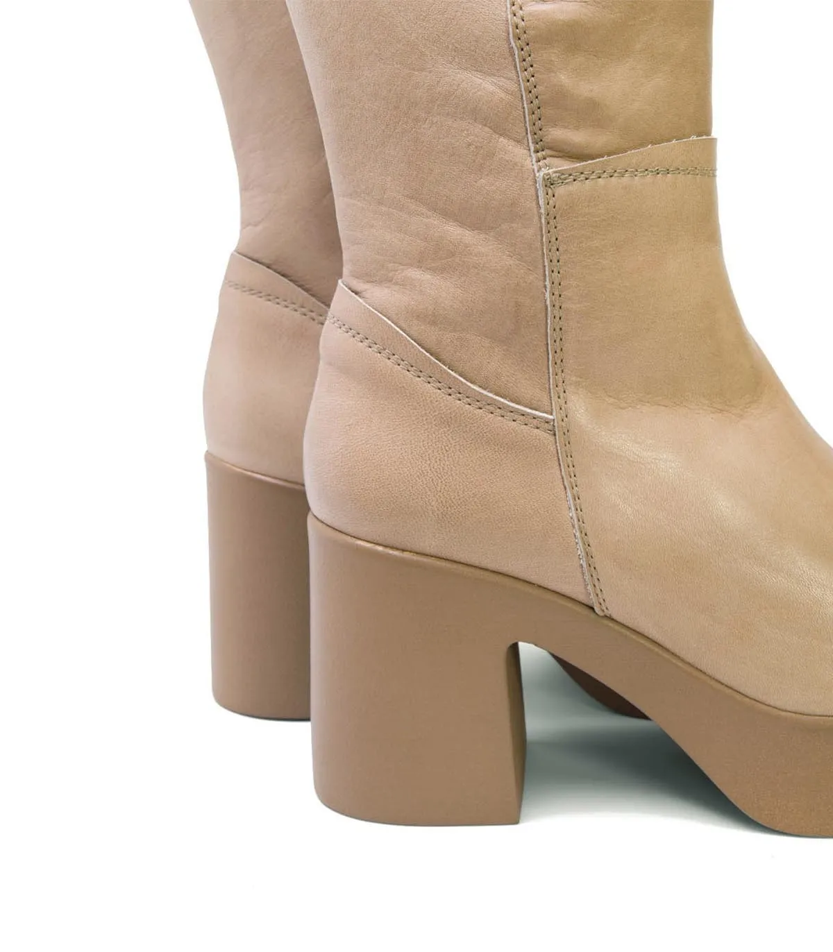 BOTAS ALTAS DE TACÓN EN PIEL PORRONET LEA 4562 TAUPE