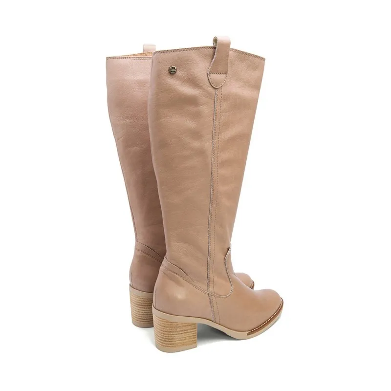 BOTAS DE TACÓN TAUPE CON CREMALLERA NINA