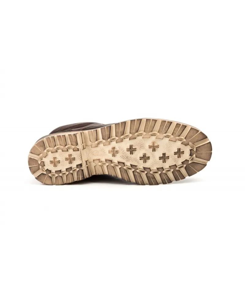Botas Hombre Piel Marrón Tacón Cordones