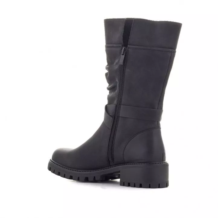Botas tacón Deity negras con cremallera y doble hebilla