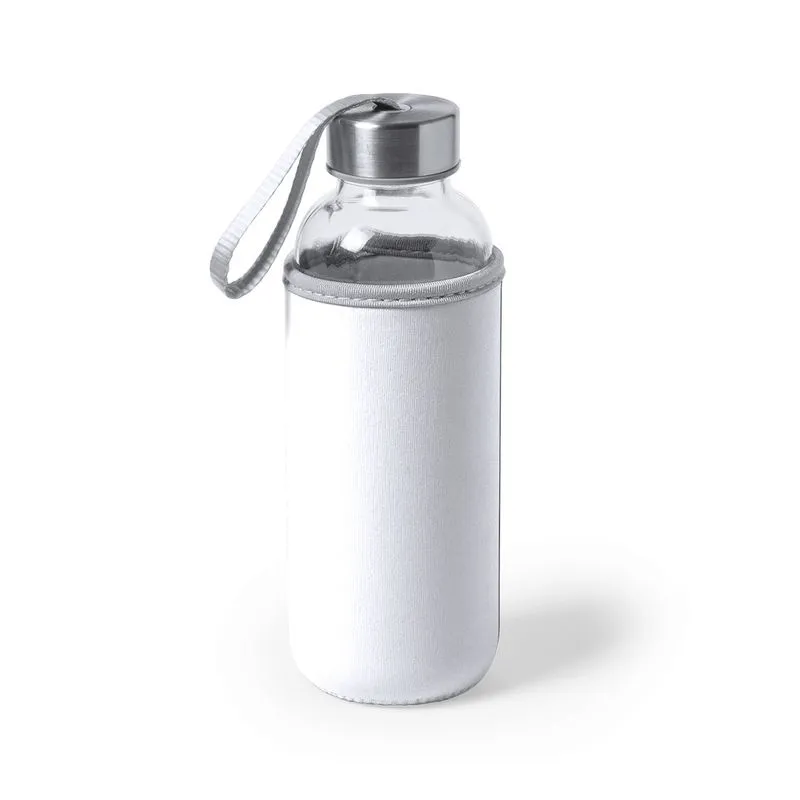 Botella cristal corporativa con funda 420 ml. Dokath
