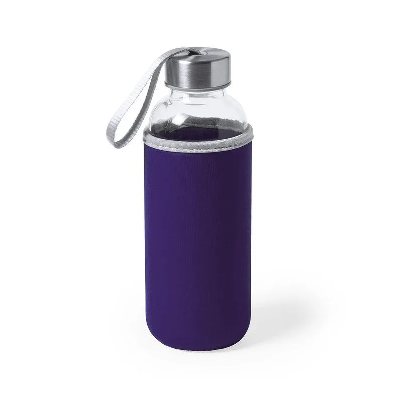 Botella cristal corporativa con funda 420 ml. Dokath