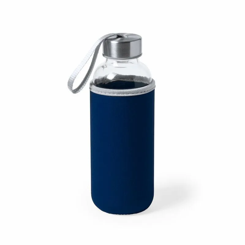 Botella cristal corporativa con funda 420 ml. Dokath