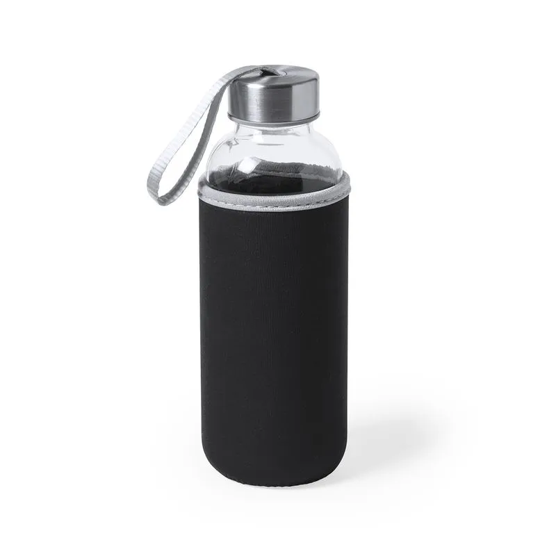 Botella cristal corporativa con funda 420 ml. Dokath