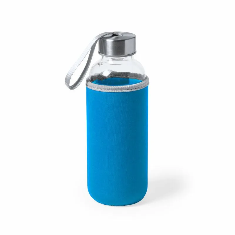 Botella cristal corporativa con funda 420 ml. Dokath