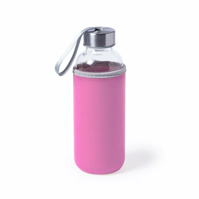 Botella cristal corporativa con funda 420 ml. Dokath