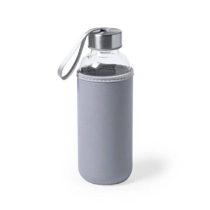 Botella cristal corporativa con funda 420 ml. Dokath