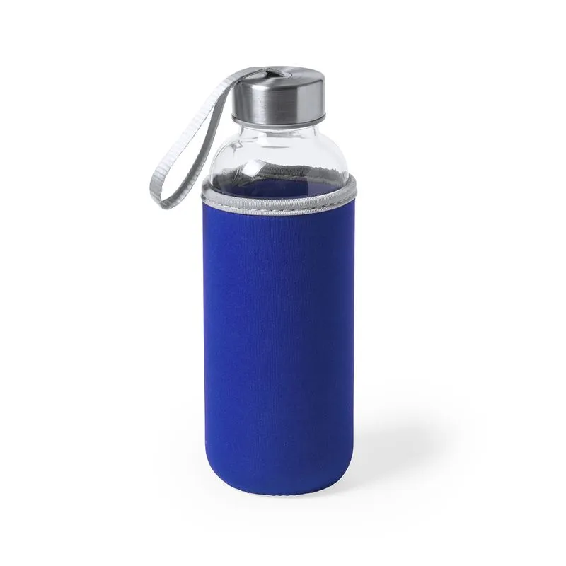 Botella cristal corporativa con funda 420 ml. Dokath