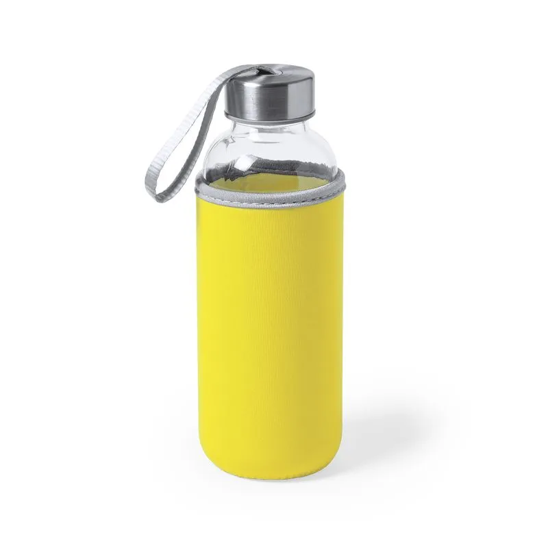 Botella cristal corporativa con funda 420 ml. Dokath