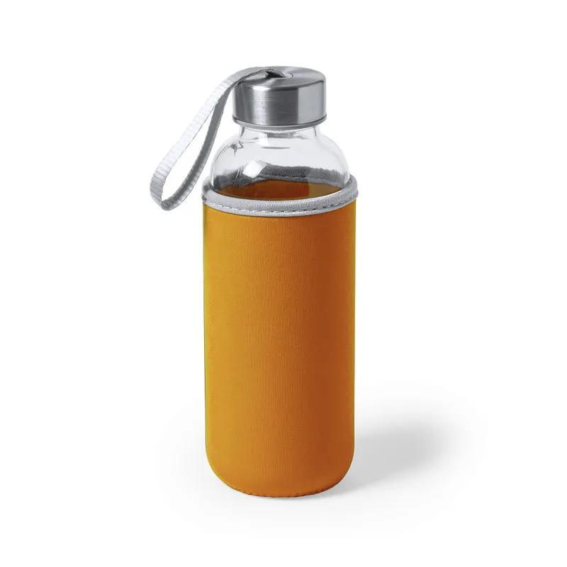 Botella cristal corporativa con funda 420 ml. Dokath