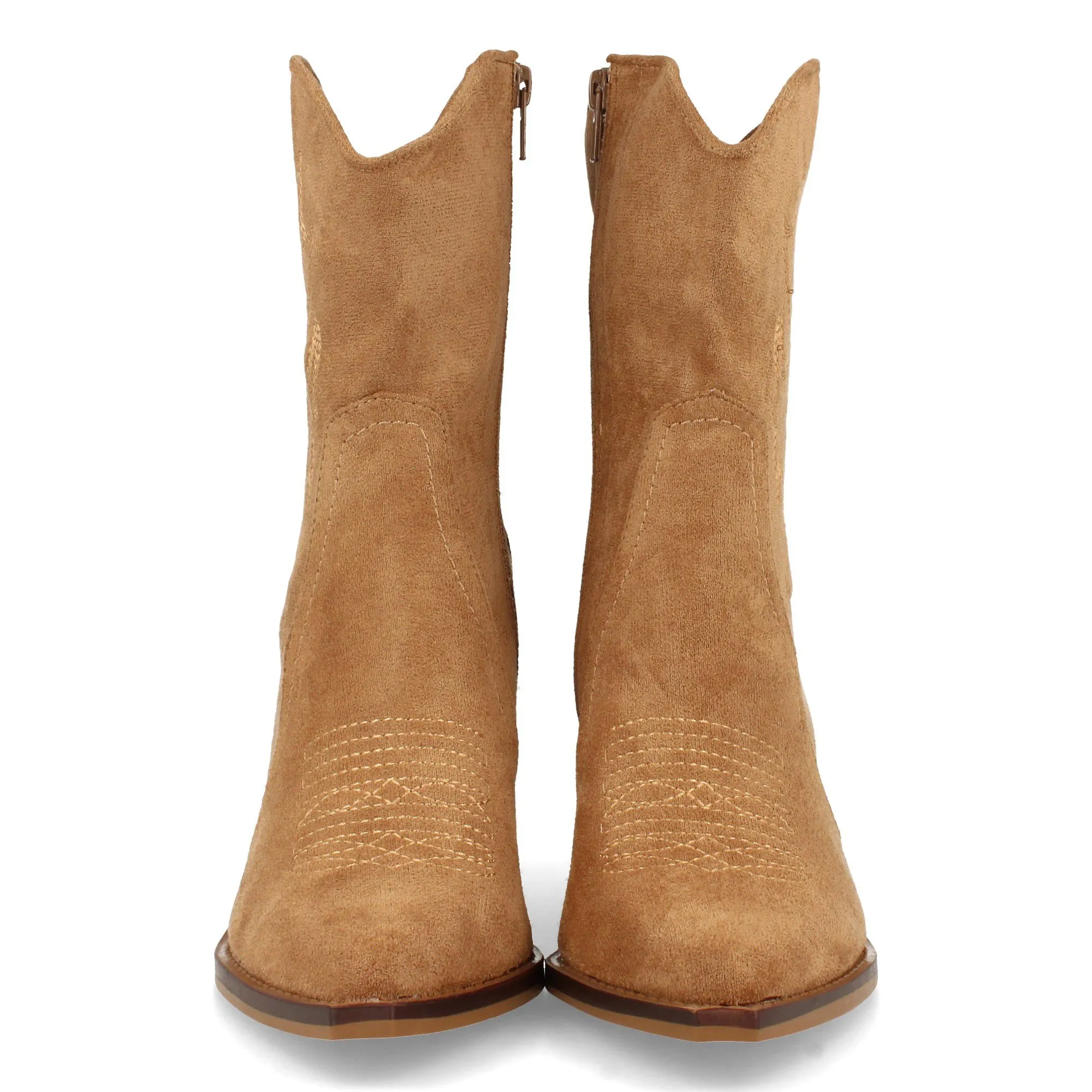 Botines cowboy tacón medio mujer color camel