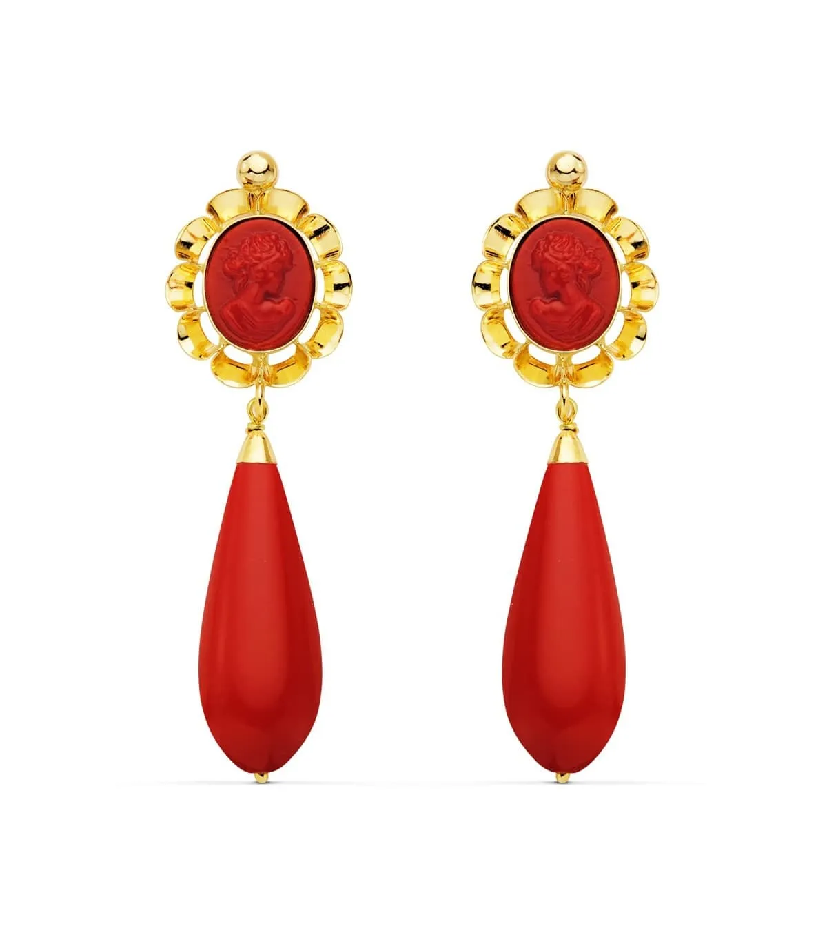 Boucles d'oreilles Pendantes Marisol Corail Or 18K 47mm