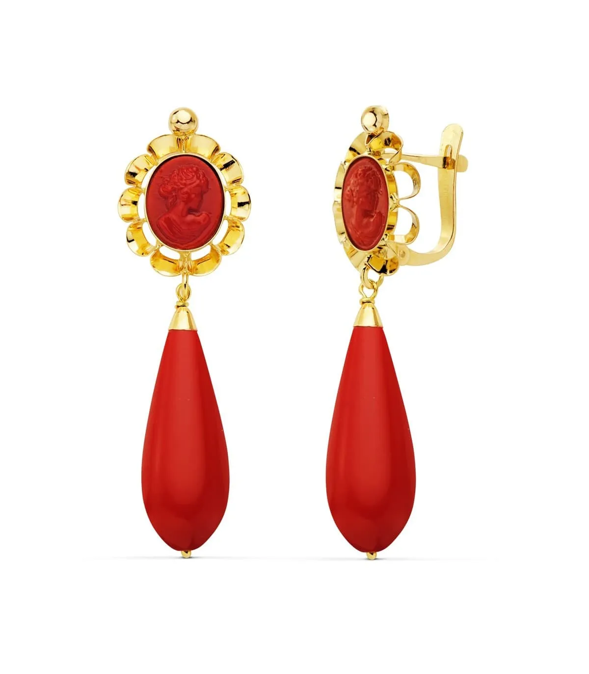 Boucles d'oreilles Pendantes Marisol Corail Or 18K 47mm