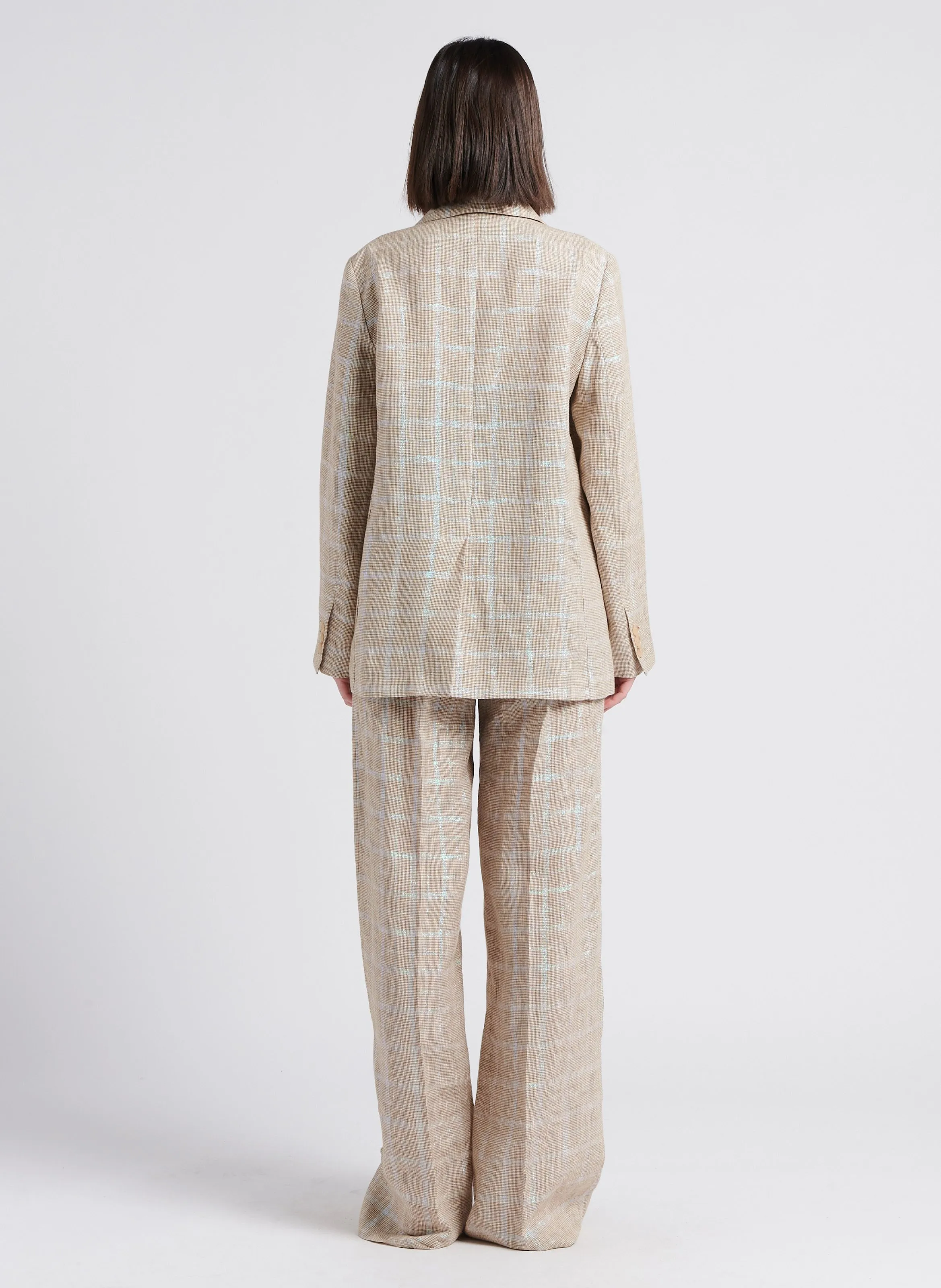 CAMELIA  CHAQUETA SASTRE RECTA BRILLANTE EN BEIGE