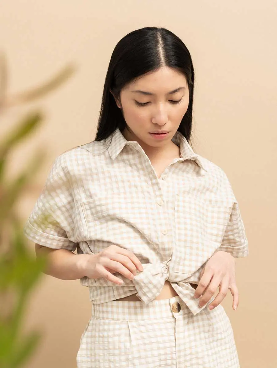 Camisa cuadros vichy mujer de manga corta