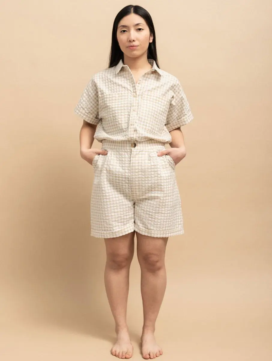 Camisa cuadros vichy mujer de manga corta