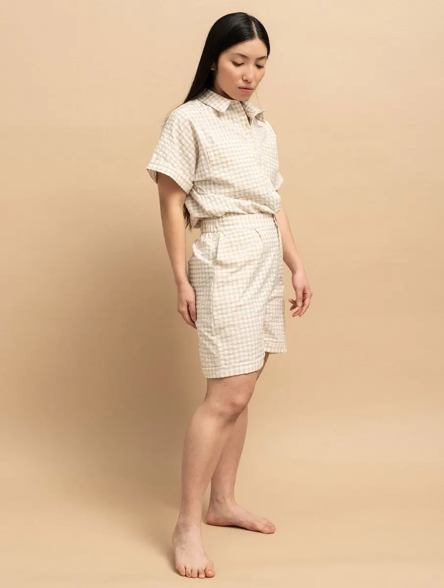 Camisa cuadros vichy mujer de manga corta