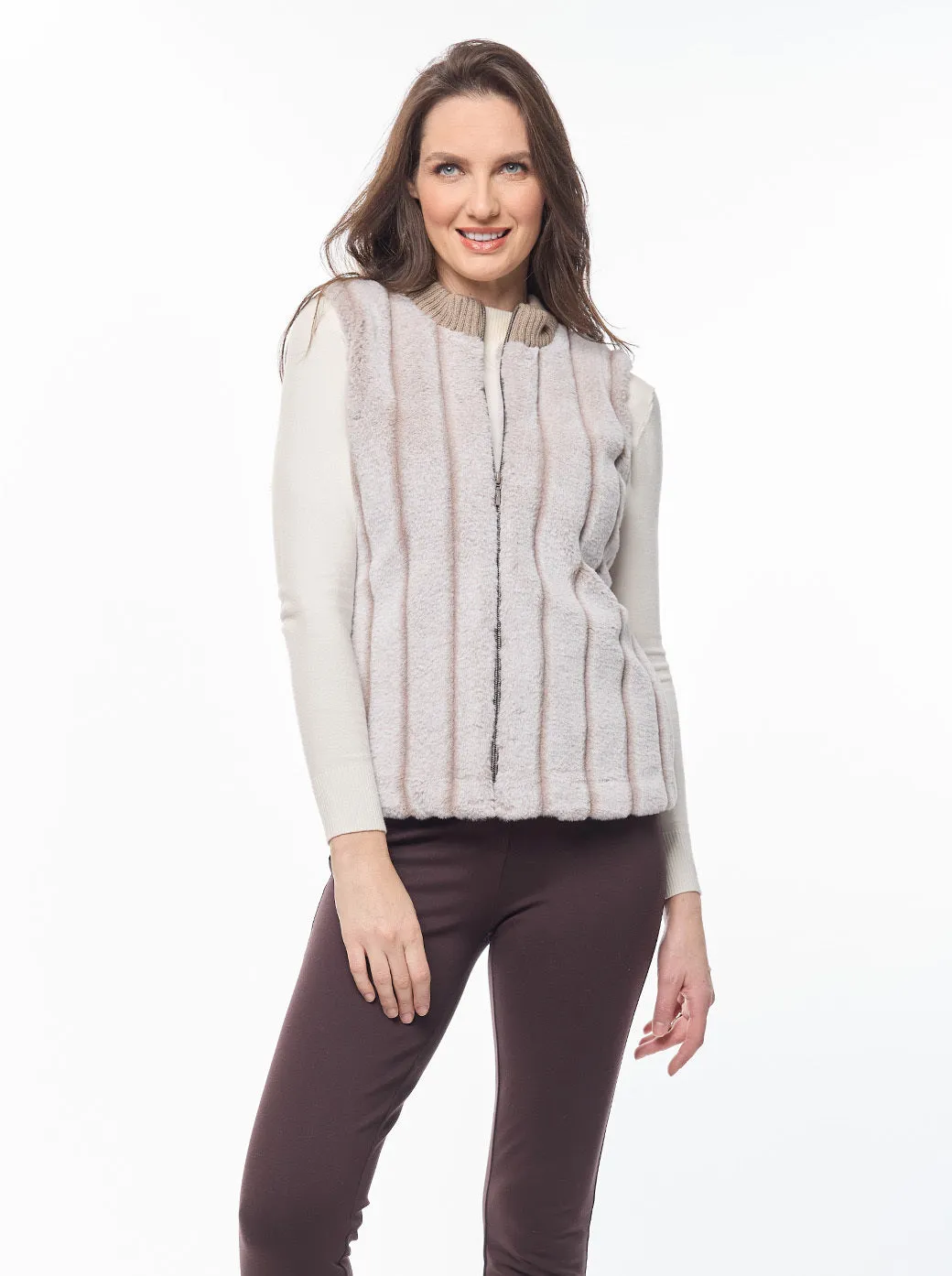 Chaleco beige cuello mao Esenciales