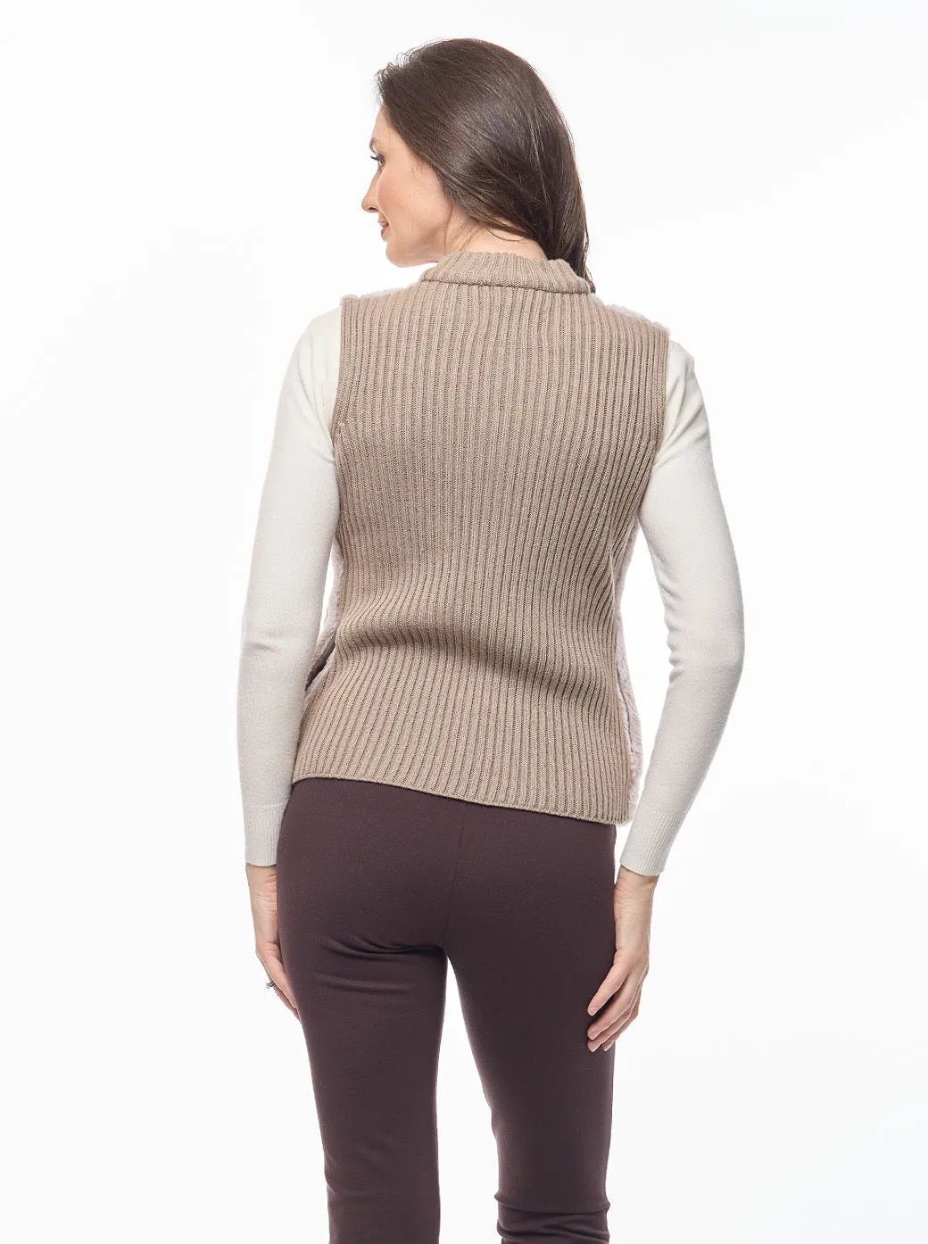 Chaleco beige cuello mao Esenciales