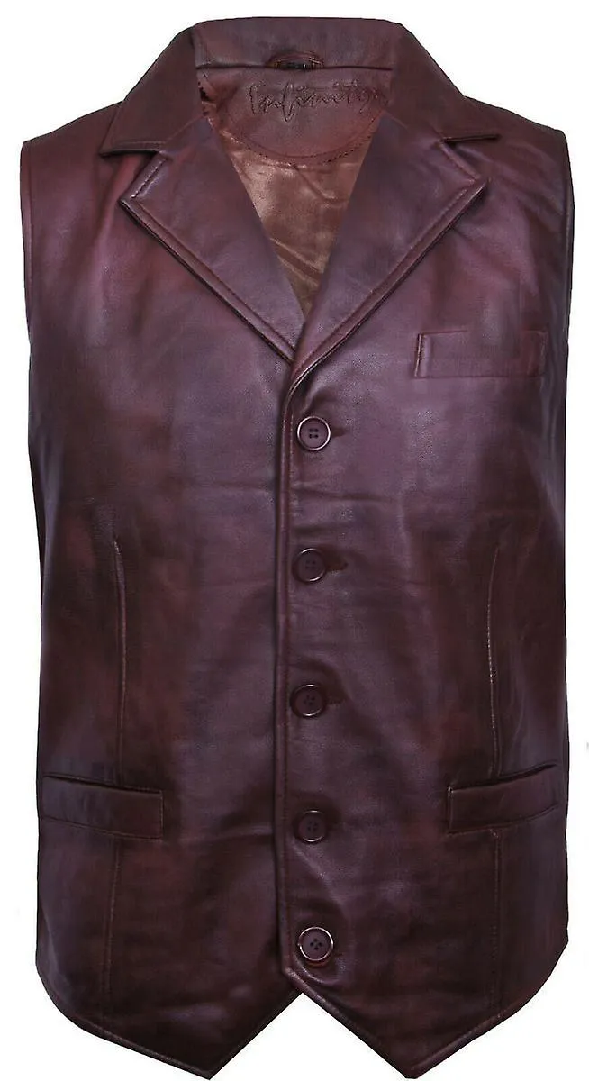 Chaleco chaleco de cuero marrón suave para hombres chaleco de chaleco
