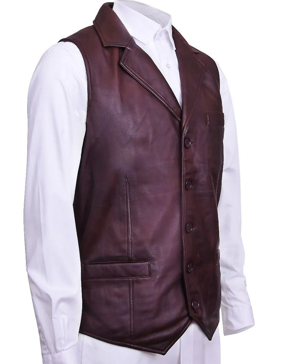 Chaleco chaleco de cuero marrón suave para hombres chaleco de chaleco