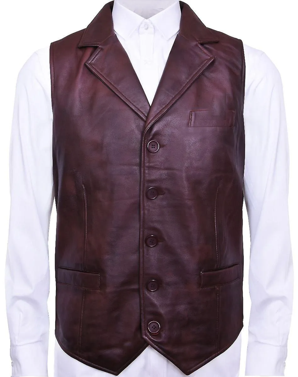 Chaleco chaleco de cuero marrón suave para hombres chaleco de chaleco