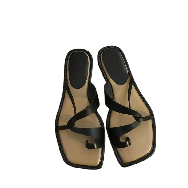 Chanclas de punta de estilo romano para ropa exterior para mujeres 2024 SUMMERO NUEVO FISTA Sandalias de vacaciones de playa inf