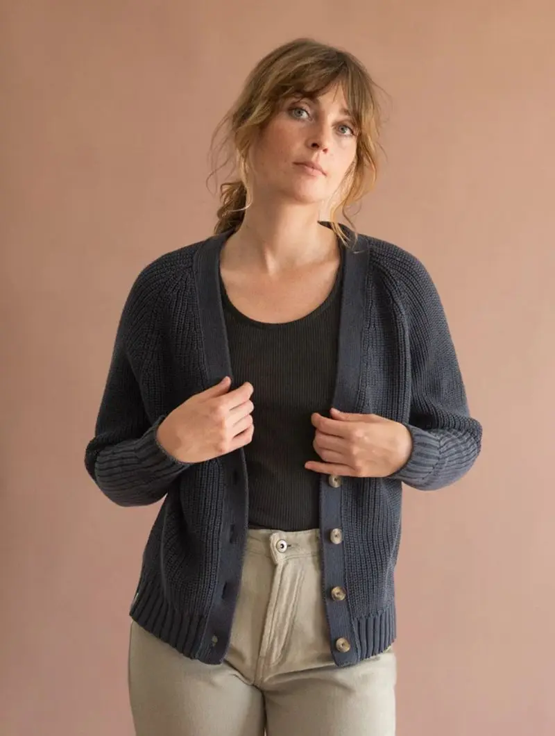 Chaqueta azul mujer de algodón orgánico