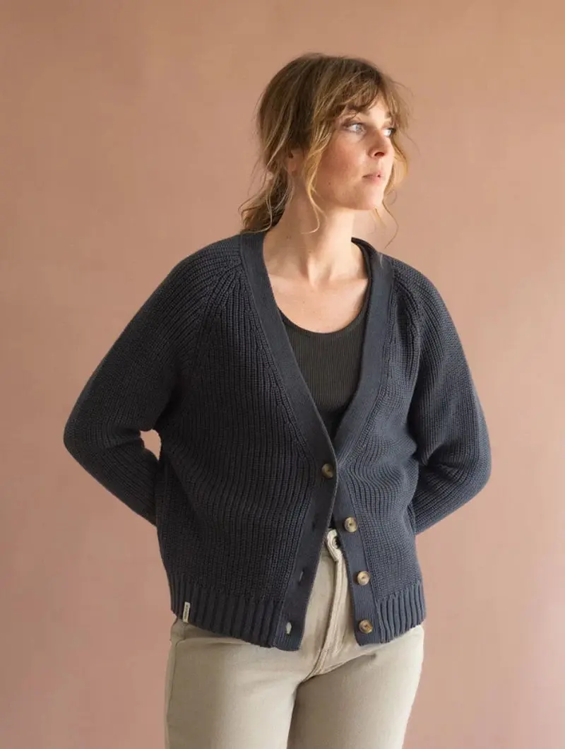 Chaqueta azul mujer de algodón orgánico
