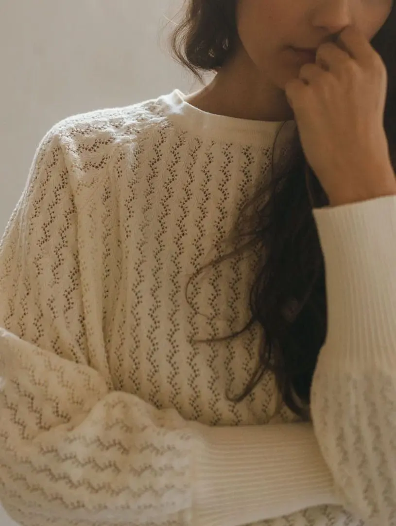 Chaqueta de punto calado, “Aire” niebla