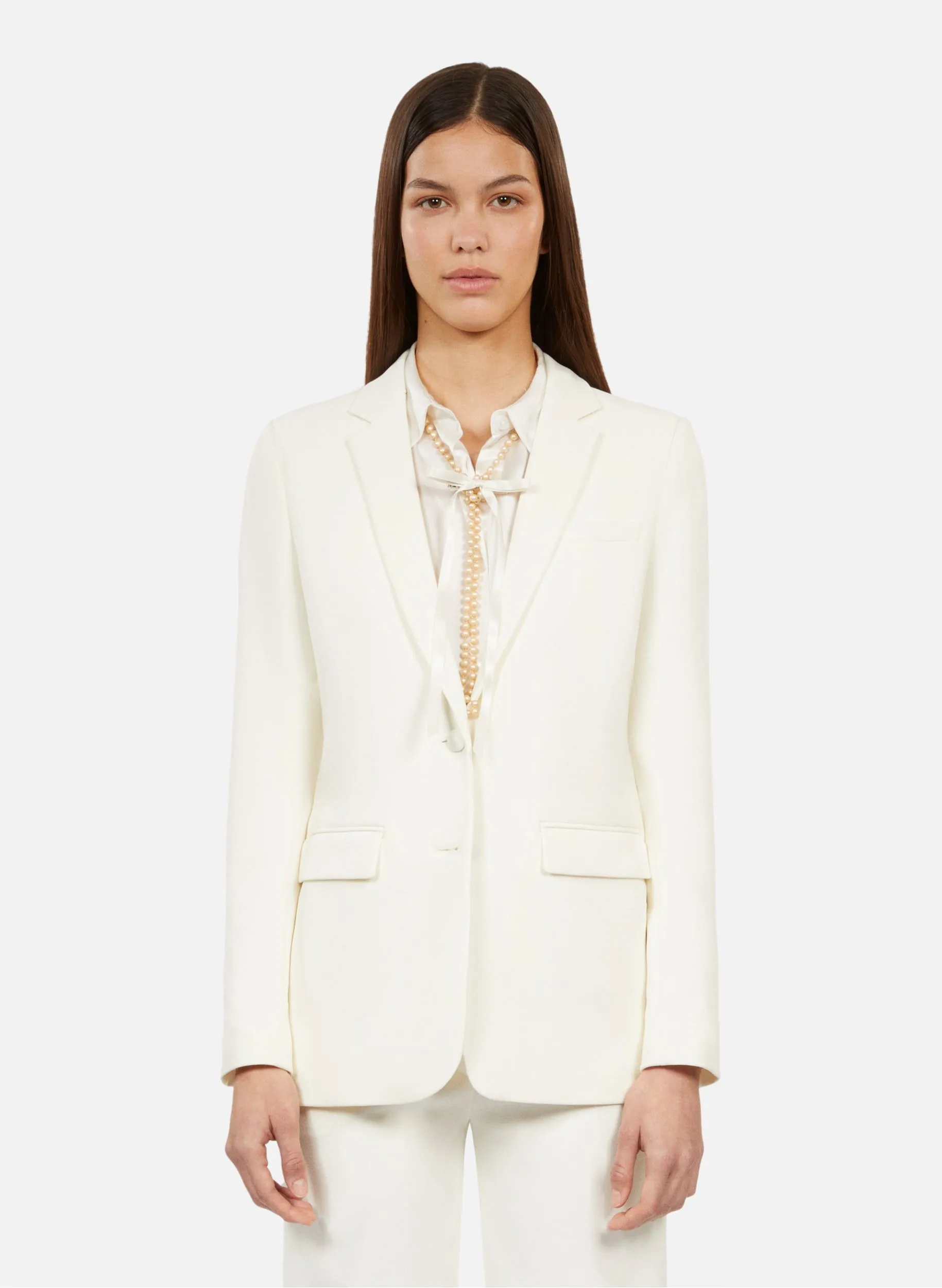 Chaqueta sastre recta en blanco