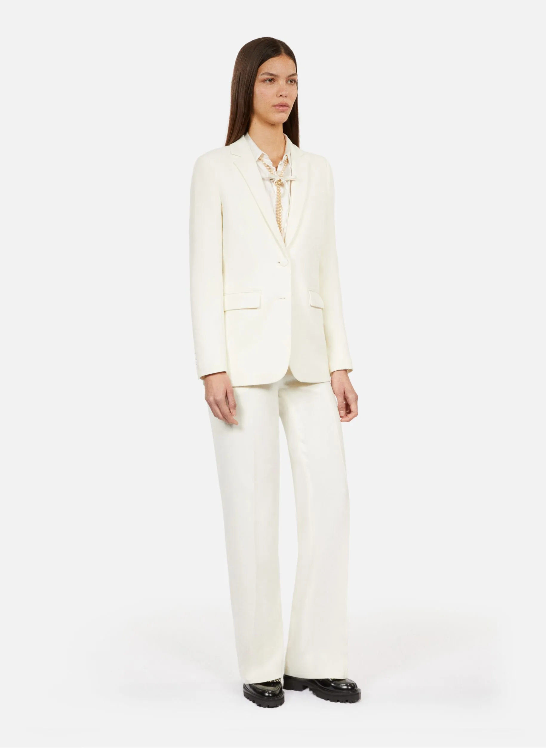 Chaqueta sastre recta en blanco